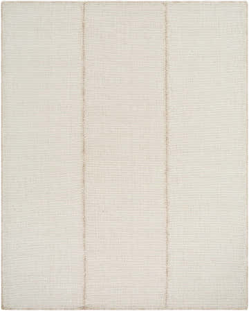 Close-up of the hand woven Xowi Global Modern Wool Area Rug, featuring a textured, neutral design with subtle vertical stripes. Design-Rectangle-810