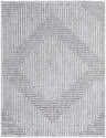 Close-up of the Ashlyn Gray Area Rug featuring a geometric pattern and shag texture in light slate and gray. Design-Rectangle-537