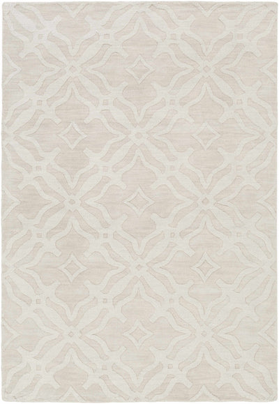 Fyffe Embossed Beige Wool Area Rug