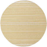 Close-up of round Galal Area Rug. Beige and bone colors with a geometric, farmhouse-style pattern. Design-Round-67