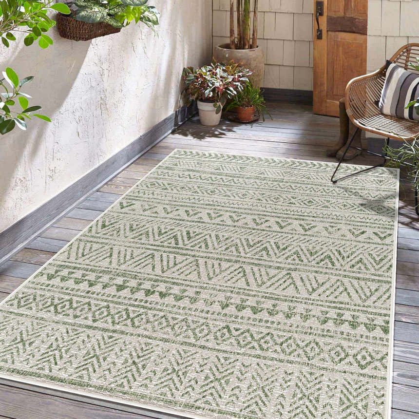 Sample Novato Olive All Over Pattern Performance Rug