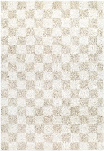 Gridline Off White & Ivory Checkered Area Rug