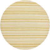 Close-up of round Grian Area Rug. Beige and metallic gold stripes create a farmhouse, transitional style. Design-Round-67