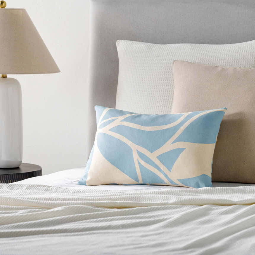 Gulod Blue Abstract Leaf Throw Pillow - Clearance