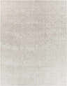 Close-up of the Horsley Area Rug. Contemporary geometric design in charcoal, cream, light beige, and light gray. Design-Rectangle