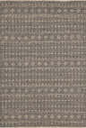 Close-up of the Hanston Handmade Faux Silk Rug. Cream and beige rug with a dark blue geometric pattern and hand woven texture. Design-Rectangle
