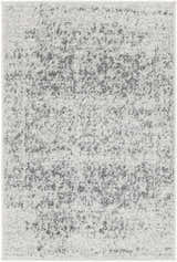 Close-up of Livabliss Harput HAP-1024 area rug. Charcoal and off white farmhouse style rug with a subtle traditional pattern. Design-Rectangle-23