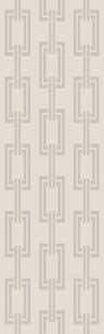 Close-up of the beige Hazlet Area Rug featuring a gray, geometric chain-link pattern. Hand woven wool rug. Design-Runner-268