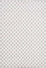Close-up of the Anthea Light Gray Washable Area Rug featuring a woven square pattern in light gray and white. Design-Rectangle-57