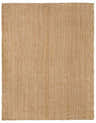 Close-up of the Herndon Braided Jute Rug. Natural jute and tan fibers create a textured, hand-woven look. Design-Rectangle