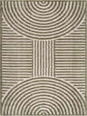 Close-up of Allard Green Washable Area Rug featuring a contemporary geometric pattern of lime green lines on a cream background. Design-Rectangle-537