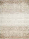 Close-up of the Amaury Area Rug. Farmhouse style rug in cream, dark brown, and medium gray with a subtle horizontal pattern. Design-Rectangle-576