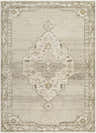 Close-up of the Havard Light Gray Area Rug featuring a traditional center medallion and border pattern. Design-Rectangle-679
