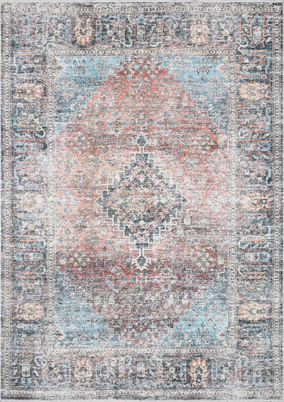 Blue Burgundy Holi-2302 Washable Area Rug - Clearance