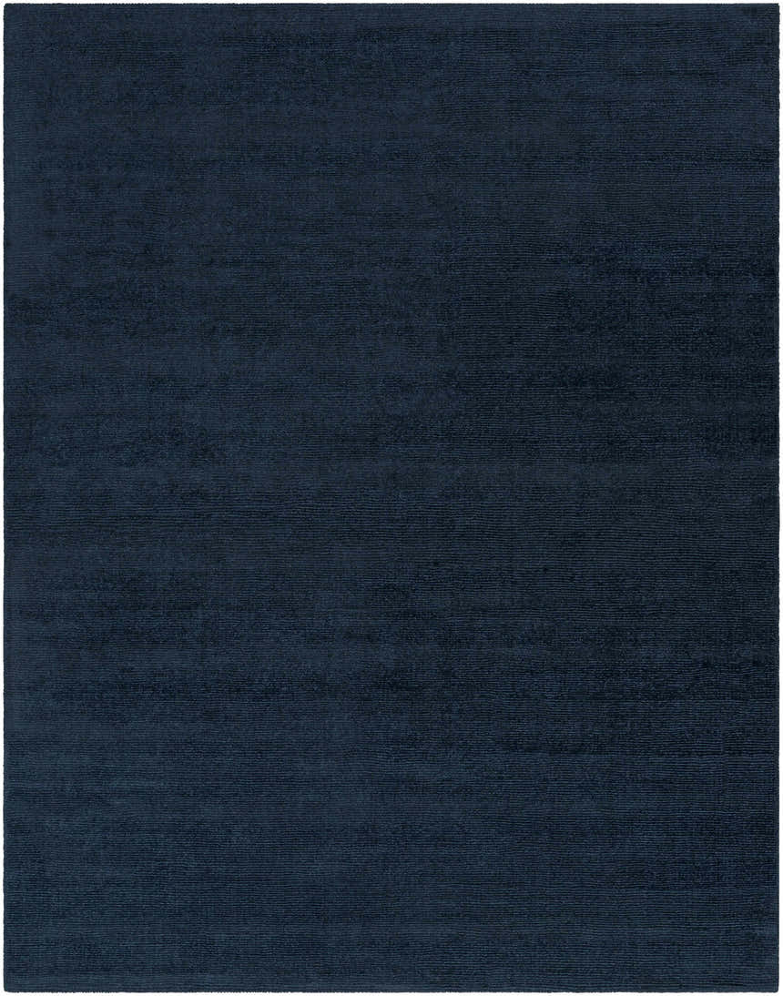 Made to Order Custom Size Brockton Solid Wool Dark Blue Area Rug