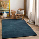 Made to Order Custom Size Brockton Solid Wool Dark Blue Area Rug