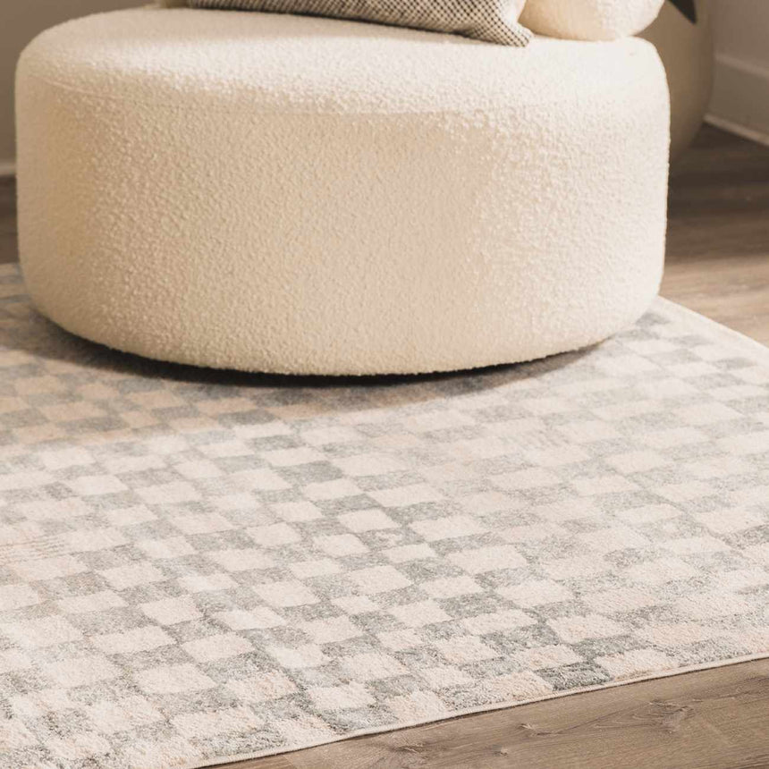 Benjy Cream & Light Blue Checkered Area Rug – Boutique Rugs