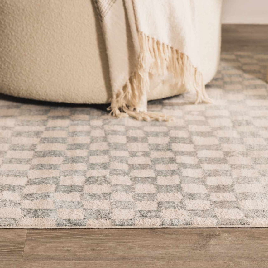 Benjy Cream & Light Blue Checkered Area Rug – Boutique Rugs