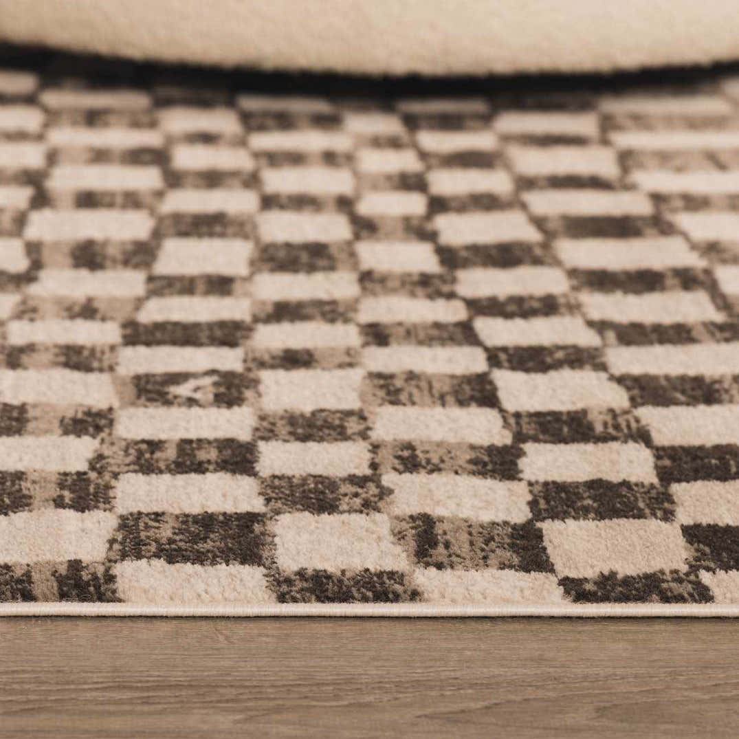 Chocolate Check Rug Benjy Cream & Charcoal Checkered Area Rug – Boutique Rugs