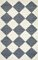 Close-up of Antho Handmade Vivir x LIVABLISS VVAT-2302 Area Rug. Ivory and slate gray jute rug with diamond pattern. Design-Rectangle-46