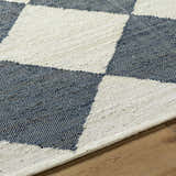Close-up of Antho Handmade Vivir x LIVABLISS VVAT-2302 Area Rug. Ivory and slate gray jute rug with a woven checkerboard pattern. Texture