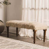 Manzaneque Chenille Striped Beige Bench