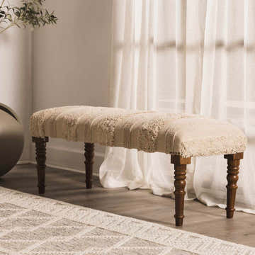 Manzaneque Chenille Striped Beige Bench