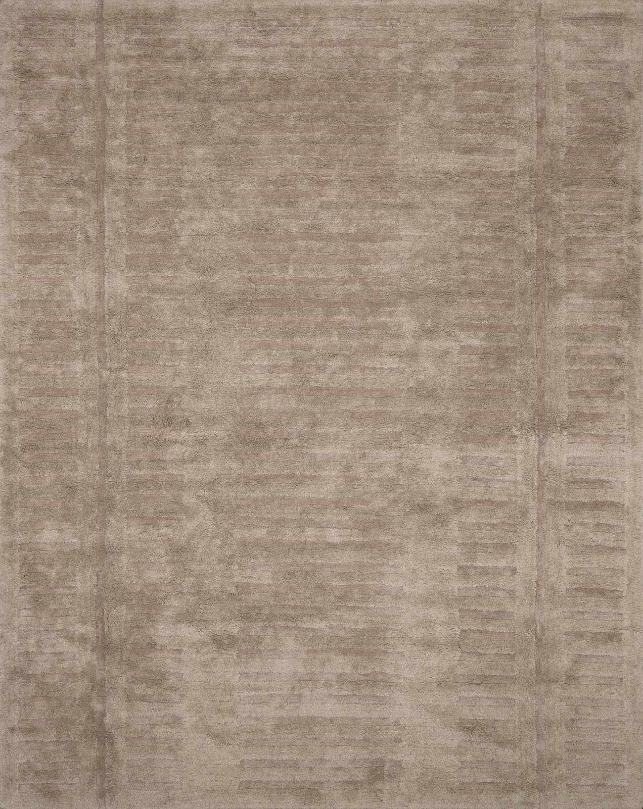 Reverse side of Washable Handmade Wool Rug - Brown, focusing on underside structure and material.Contemporary, Broken Striped, Textured Area Rug Backing  