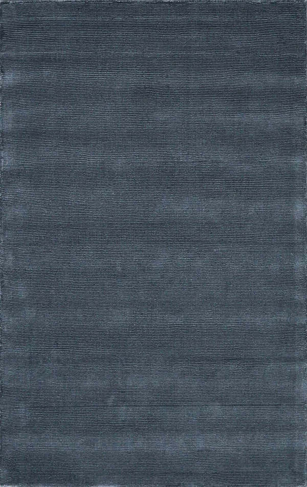 Close-up of the Brockton Solid Night Blue Wool Rug. Hand-loomed rug with subtle stripes and a soft, textured feel. Design-Rectangle