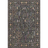Detailed floral pattern on the Dalyn Luxury Hatay HY5 Black Washable Area Rug.