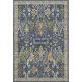 Dalyn Luxury Hatay HY6 Navy Washable Area Rug. Traditional rug with beige, brown, navy, olive, and taupe floral pattern.