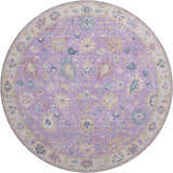Round Dalyn Luxury Hatay HY7 Purple Washable Area Rug with a traditional floral pattern in purple, beige, and blue.