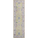 Close-up of Dalyn Luxury Hatay HY7 Yellow Washable Area Rug runner with traditional floral pattern in yellow, pink, blue, and beige.