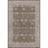 Close-up of the Dalyn Luxury Hatay HY8 Chocolate Washable Area Rug, featuring a traditional floral pattern in brown, beige, and ivory.