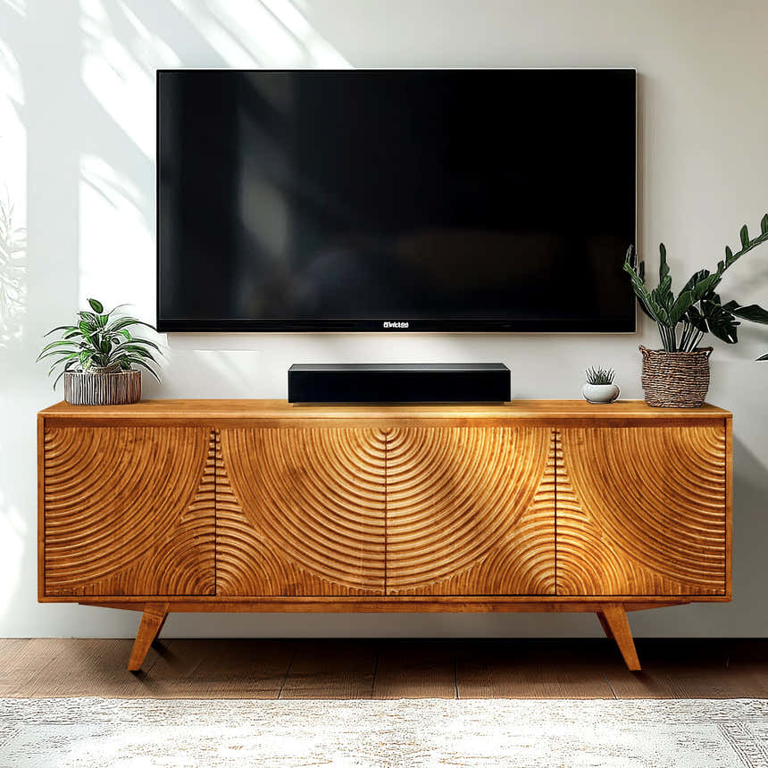 Acacia Harmony TV Stand with Storage for TVs up to 80