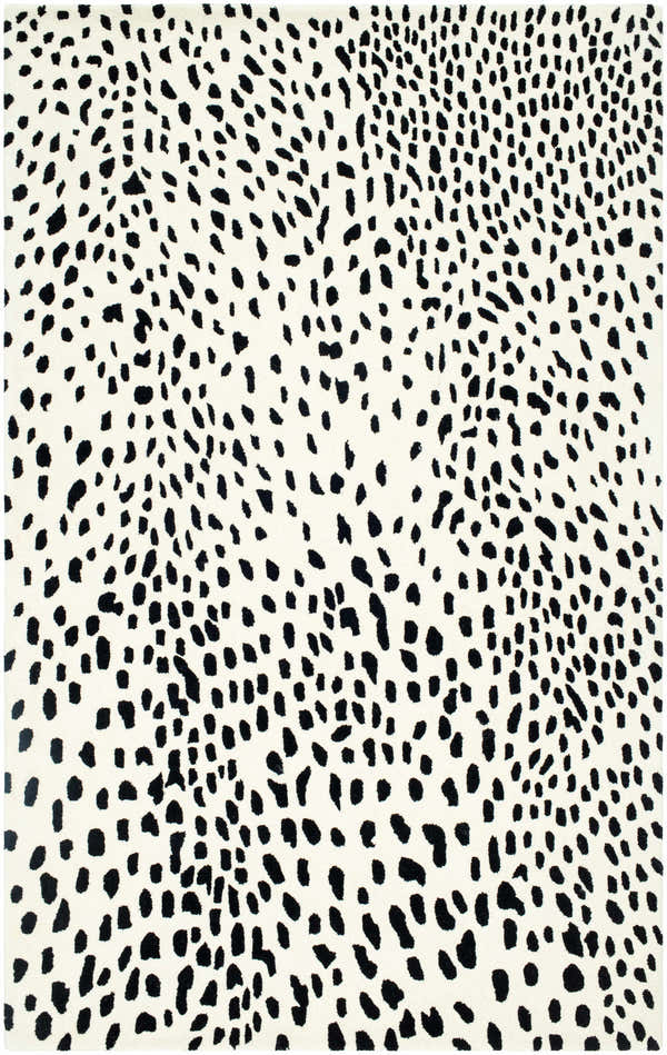 Close-up of Livabliss Athena ATH-5171 rug. Cream wool rug with a contemporary black spotted pattern. Hand-tufted texture. Design-Rectangle-58