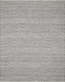 Close-up of the Ironia Handmade Faux Silk Rug, featuring a geometric diamond pattern in dark blue, gray, and light gray. Design-Rectangle