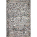 Dalyn Jericho JC4 Silver Area Rug with traditional floral pattern in chestnut, gold, silver gray, and taupe.