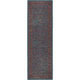 Dalyn Jericho JC7 Navy runner rug. Traditional floral pattern in navy, red, gold, and taupe. Indoor/outdoor rug.