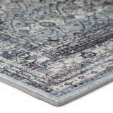 Close up of the Dalyn Jericho JC7 Pewter Area Rug showing its farmhouse style pattern and gray border.
