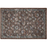 Close-up of the Dalyn Indoor/Outdoor Jericho JC8 Sable Area Rug. Brown rug with denim, sable, and light brown floral pattern.