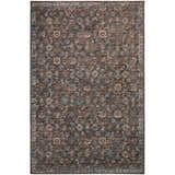 Detailed texture of a Dalyn Indoor/Outdoor Jericho JC8 Sable Area Rug with brown, sable, and denim floral pattern.