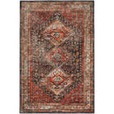 Detailed texture of the Dalyn Jericho JC9 Canyon Area Rug with brown, paprika, and teal traditional patterns.