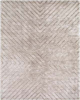 Close-up of Tavran Taupe rug, showcasing subtle linear texture and farmhouse style in beige, sandstone, and taupe viscose. Design-Rectangle-810
