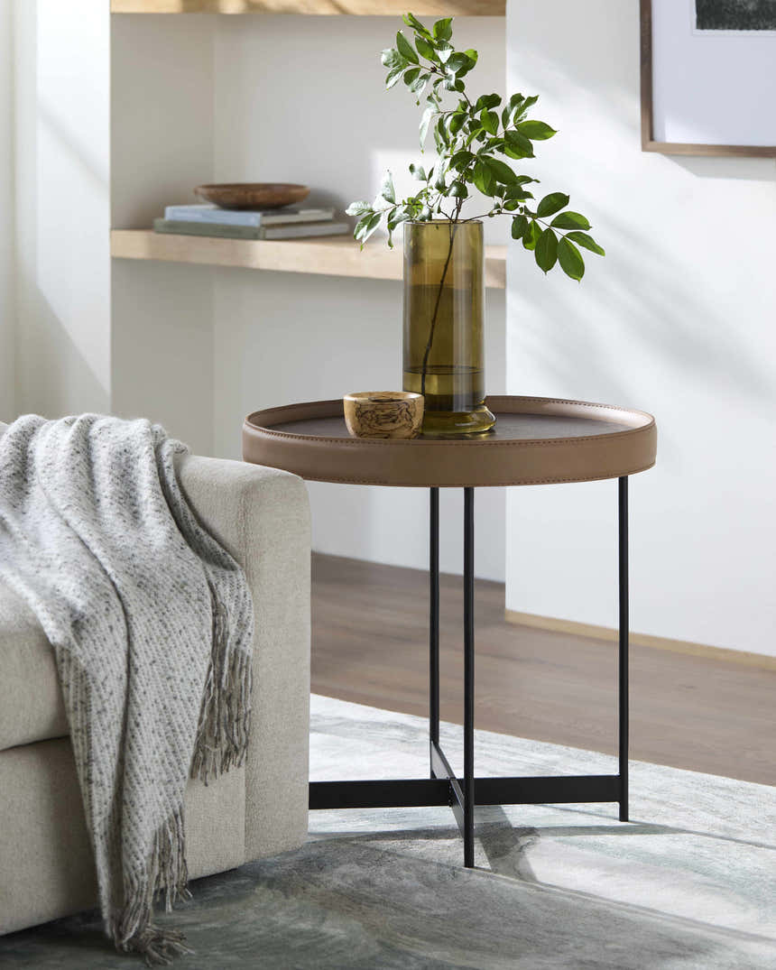 Ottensheim Brown Leather Round Coffee Table