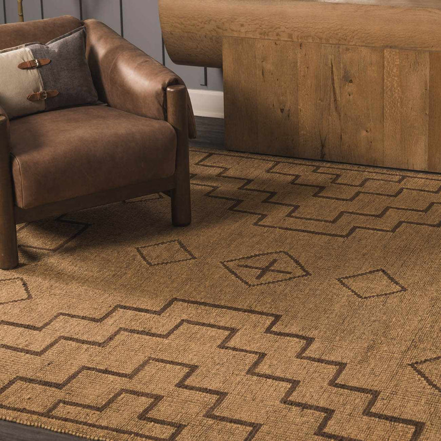 Jame Hand Woven Jute & Leather Area Rug