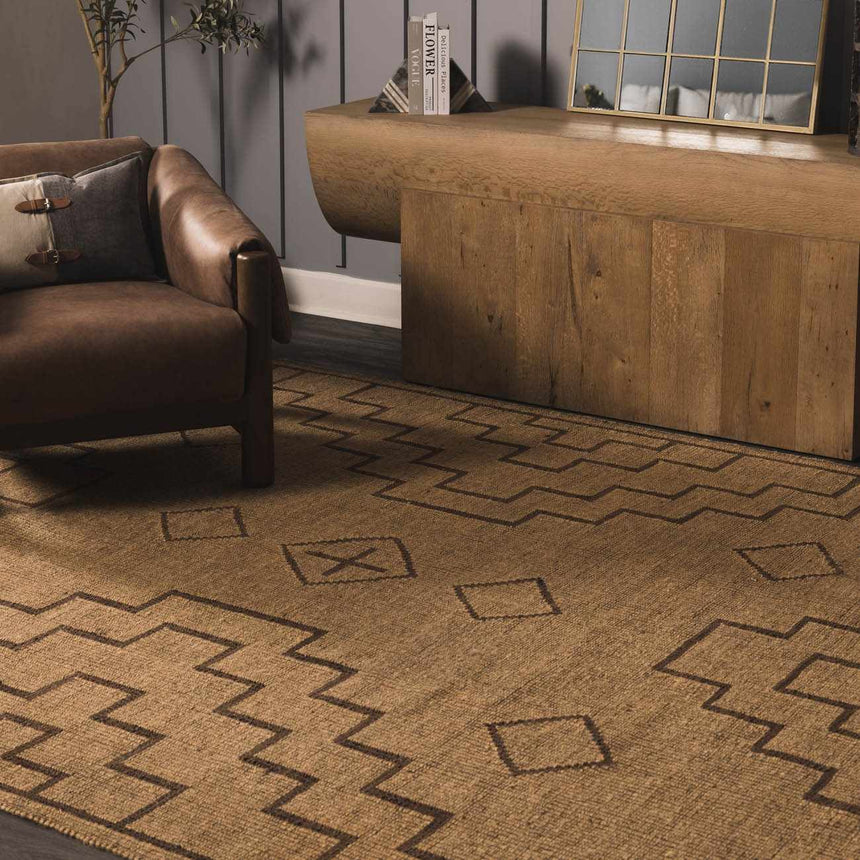 Jame Hand Woven Jute & Leather Area Rug