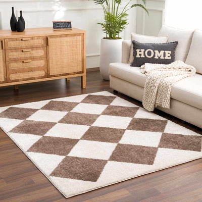 Arilla Brown Washable Diamond Area Rug