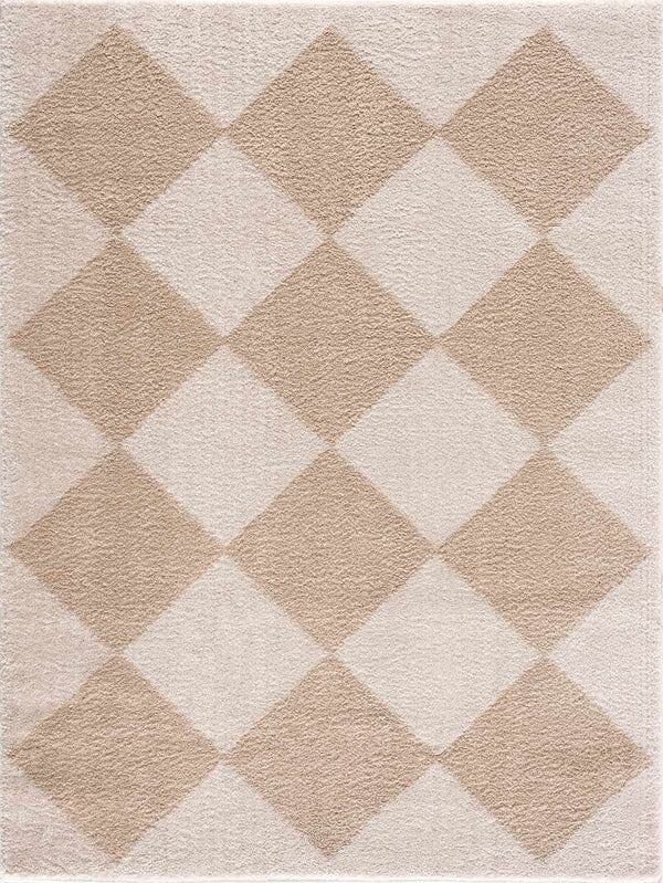 Arilla Beige Washable Diamond Area Rug