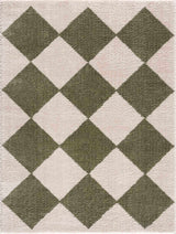 Arilla Green Washable Diamond Area Rug